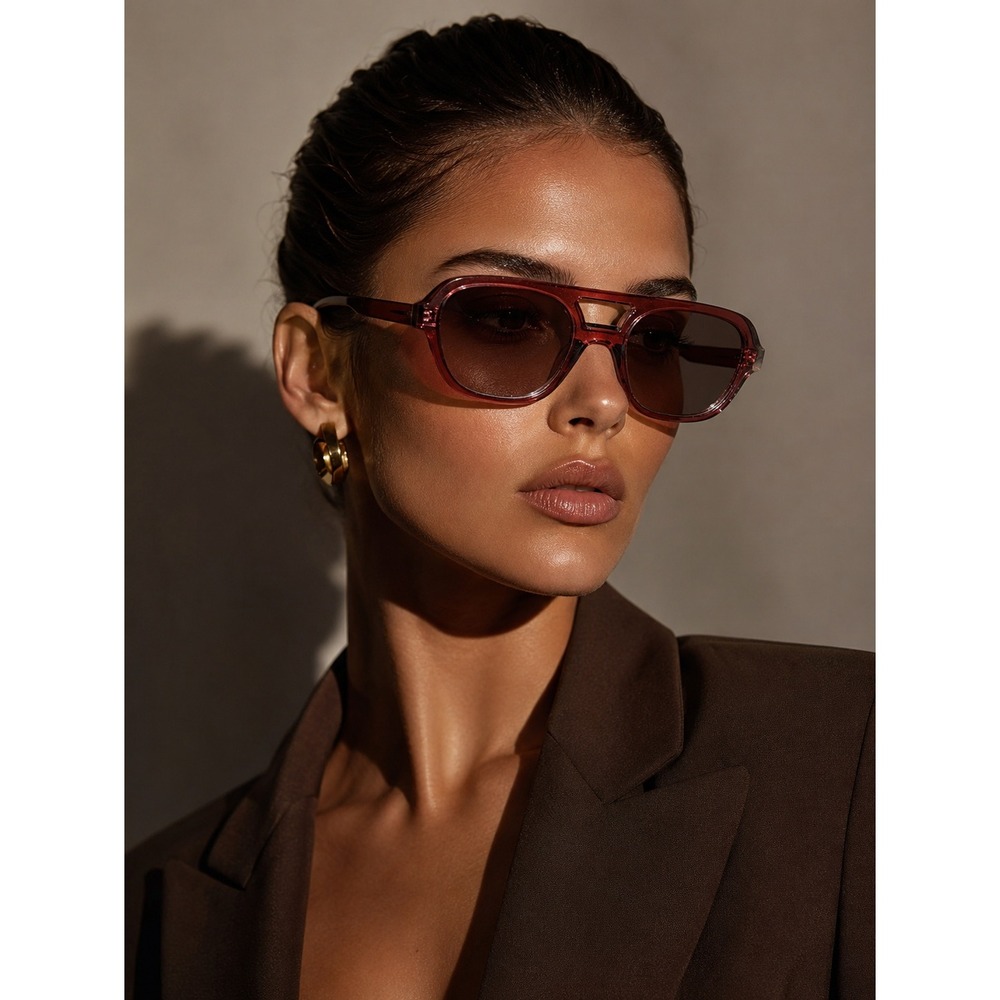 AIRE Whirlpool Cinnamon Transparent Aviator Sunglasses Brown Gradient Lens NEW